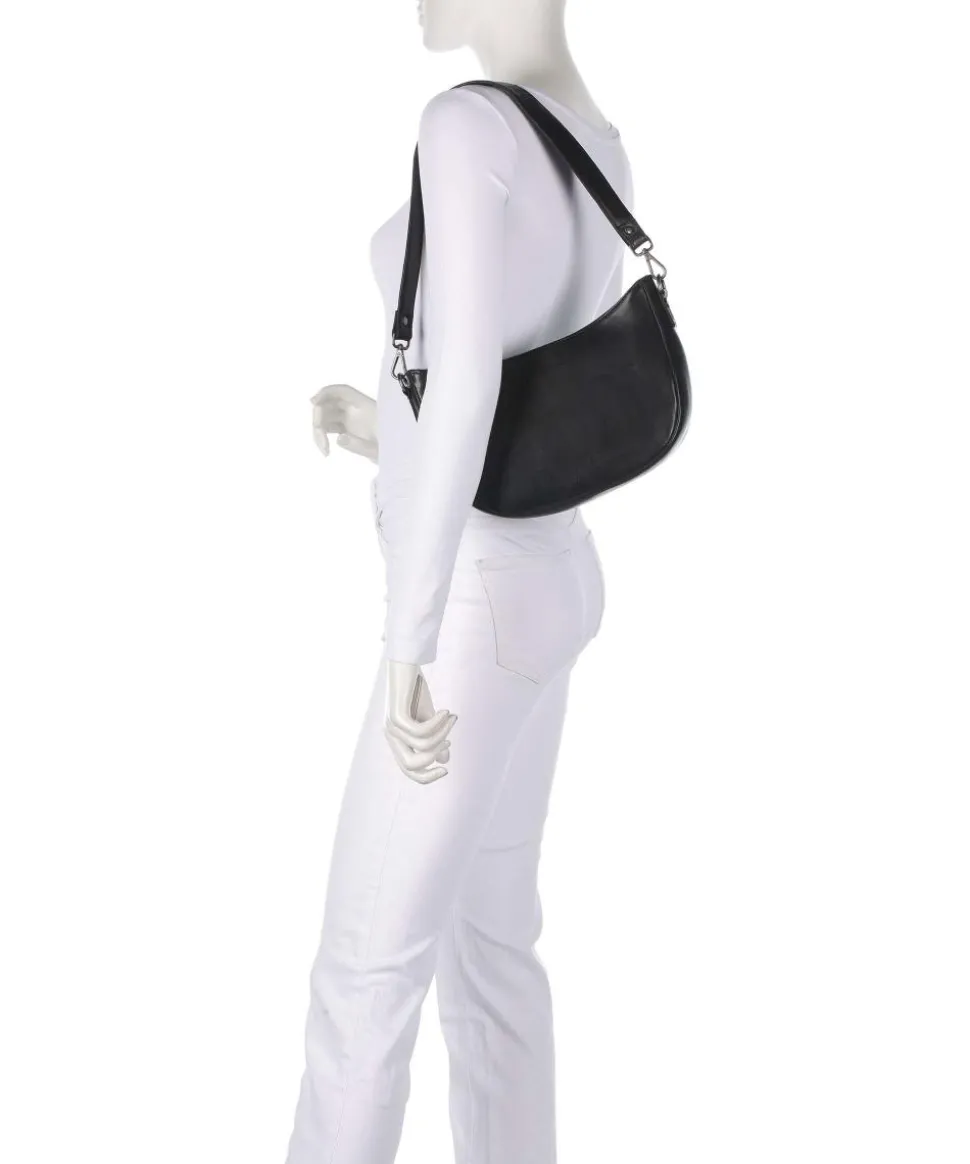 Novum Valentano Schultertasche fein genarbtes Rindsleder schwarz