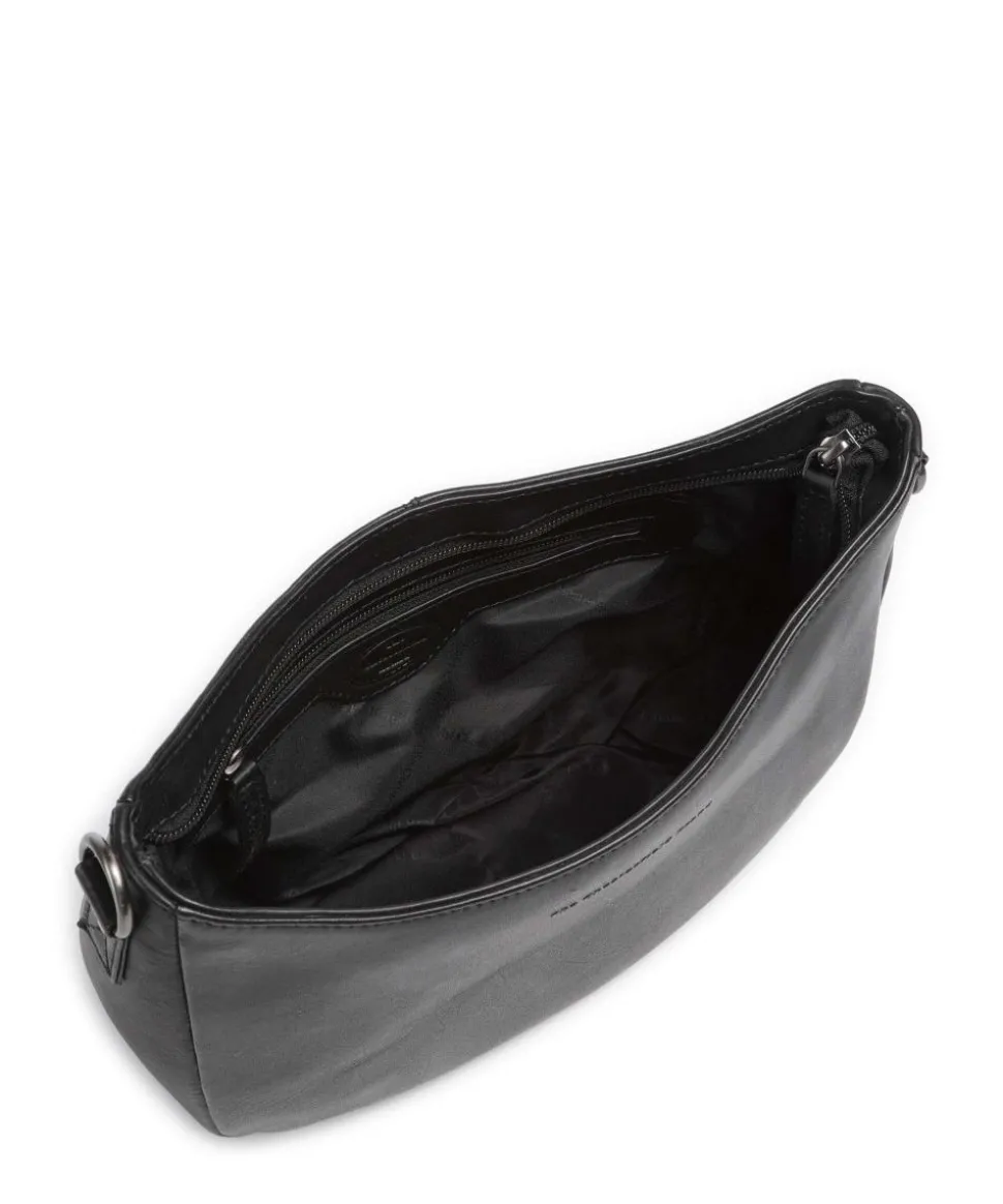 Novum Valentano Schultertasche fein genarbtes Rindsleder schwarz