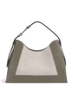 Nuvola L Beuteltasche Canvas, fein genarbtes Leder beige/grau