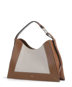 Nuvola L Beuteltasche Canvas, fein genarbtes Leder beige/braun