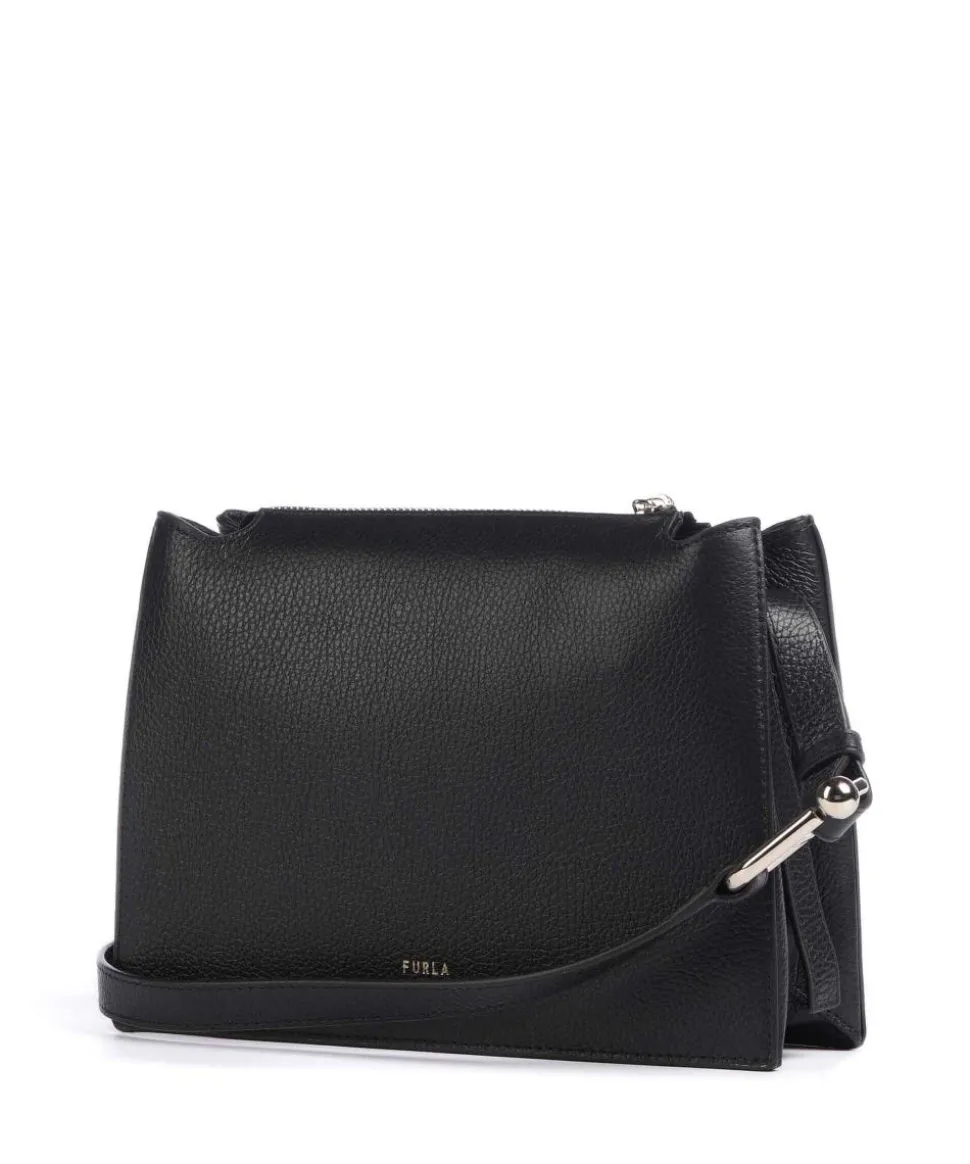 Nuvola S Umhängetasche genarbtes Leder schwarz