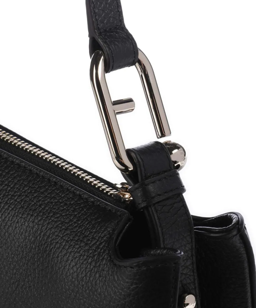 Nuvola S Umhängetasche genarbtes Leder schwarz