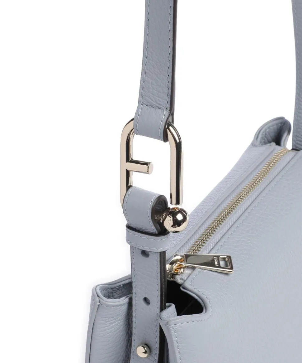 Nuvola S Umhängetasche genarbtes Leder hellblau