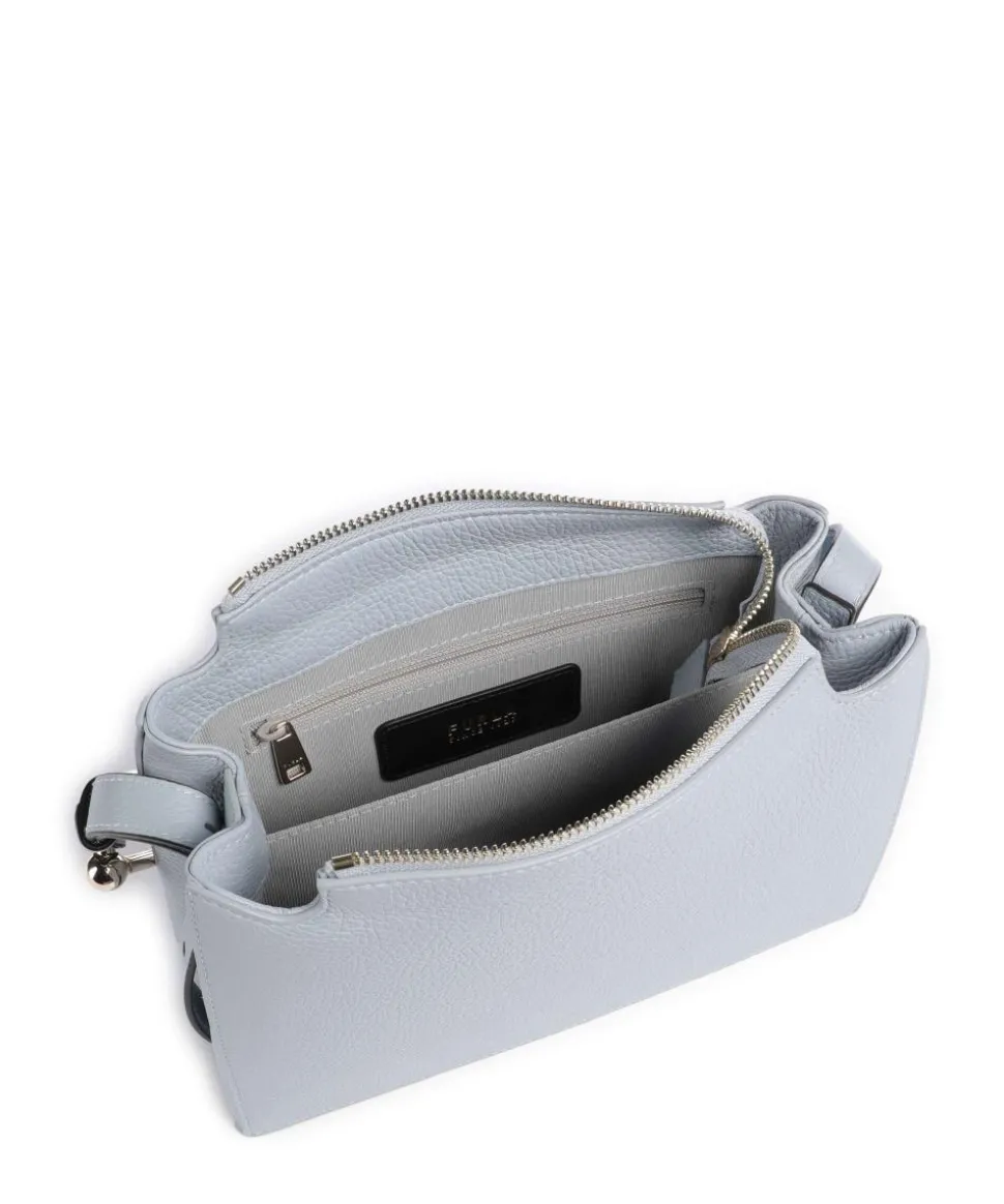 Nuvola S Umhängetasche genarbtes Leder hellblau