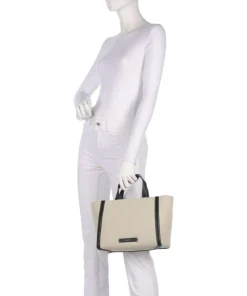Oak Street Handtasche Canvas beige/schwarz