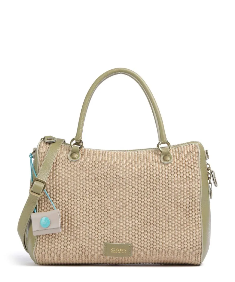 Oceania Karima Handtasche Polyamide, genarbtes Kalbsleder beige/grün