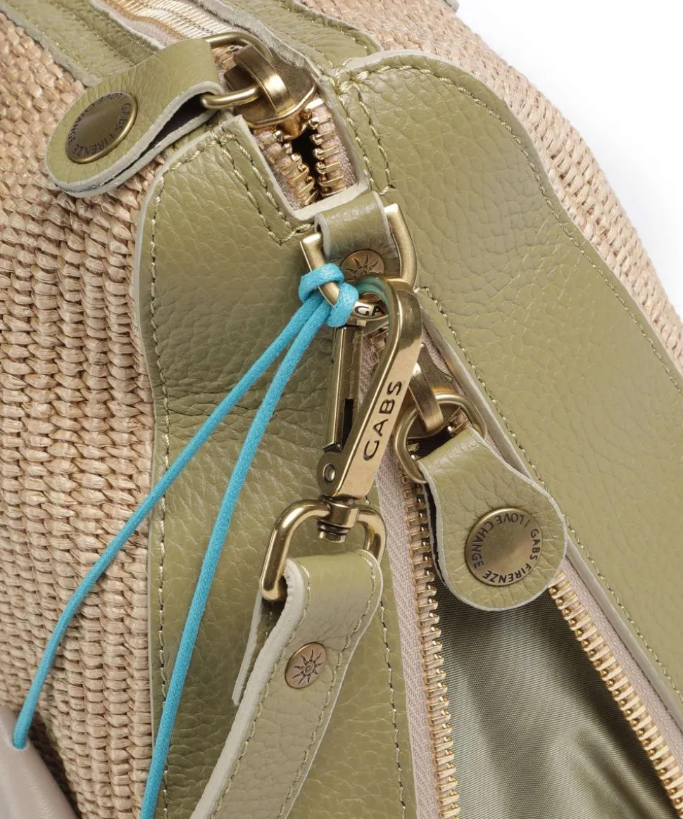 Oceania Karima Handtasche Polyamide, genarbtes Kalbsleder beige/grün