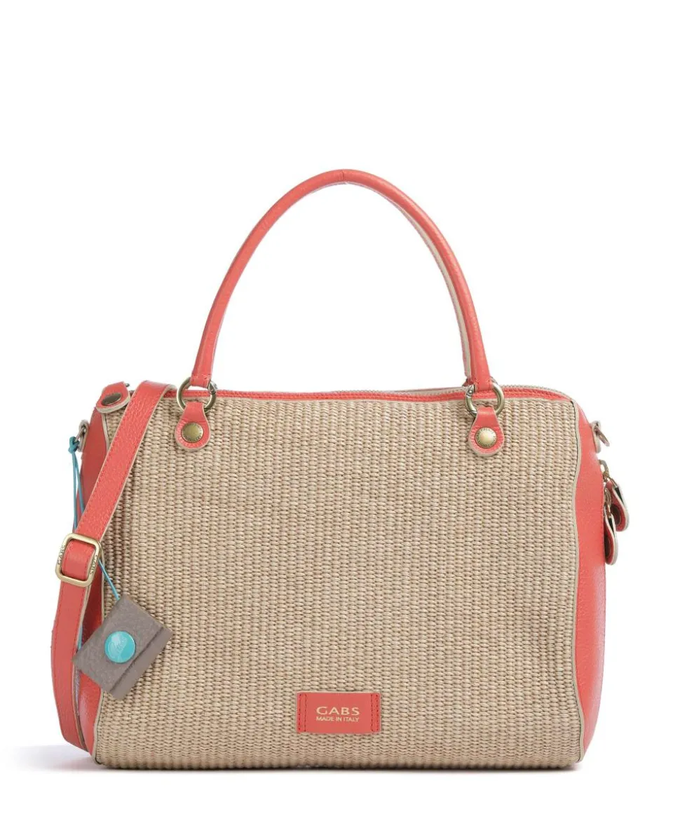 Oceania Karima Handtasche Polyamide, genarbtes Kalbsleder beige/orange
