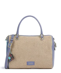 Oceania Karima Handtasche Polyamide, genarbtes Kalbsleder beige/blau