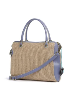 Oceania Karima Handtasche Polyamide, genarbtes Kalbsleder beige/blau