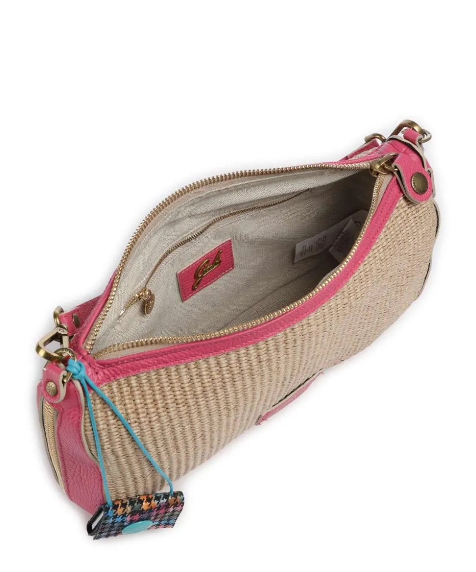 Oceania Pepita Schultertasche Bast, genarbtes Kalbsleder beige