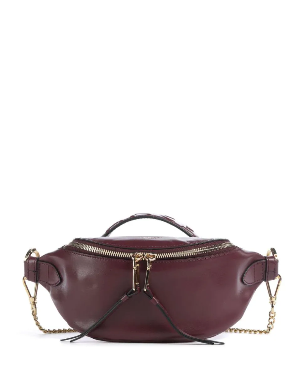 Origami Mini Umhängetasche fein genarbtes Rindsleder brombeer