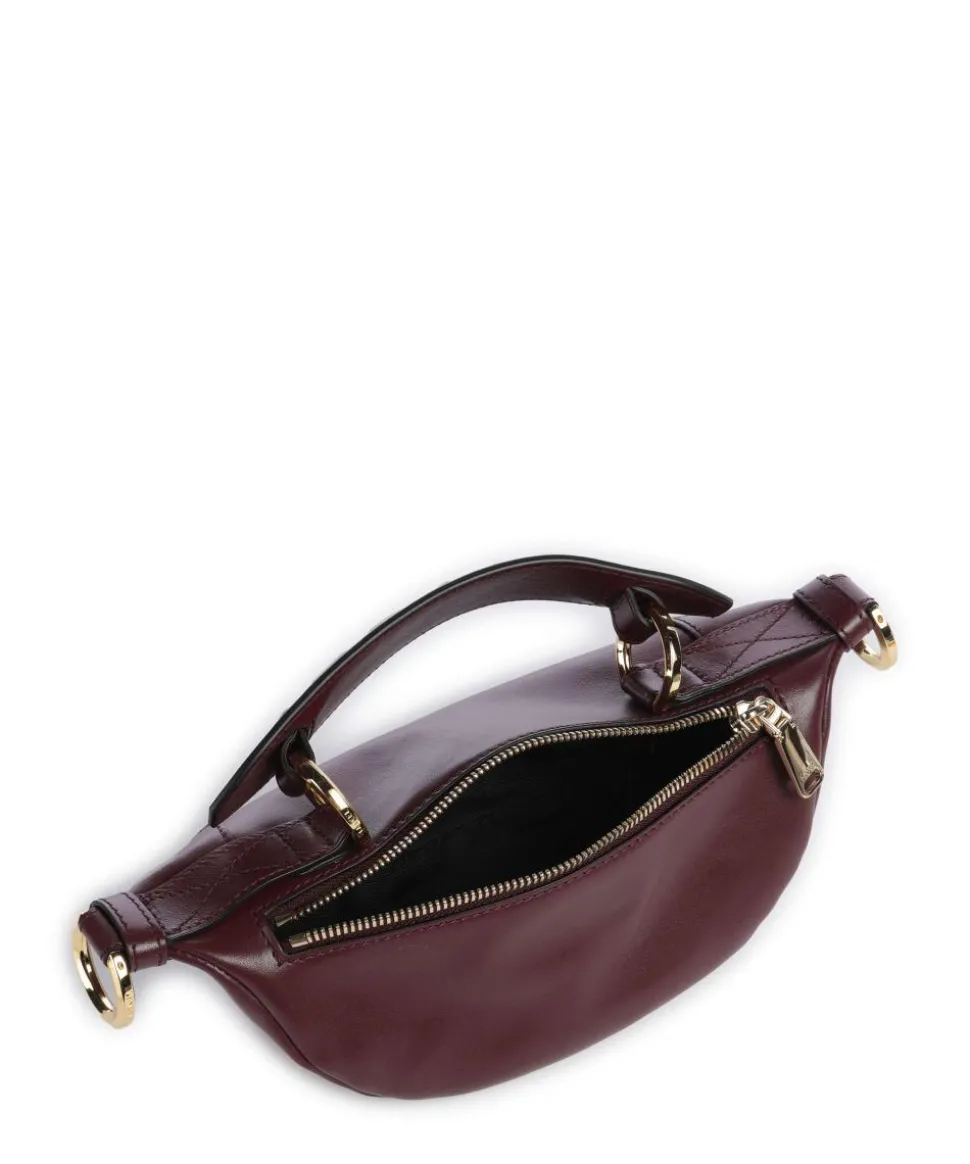 Origami Mini Umhängetasche fein genarbtes Rindsleder brombeer