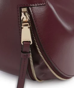 Origami S Beuteltasche fein genarbtes Rindsleder brombeer