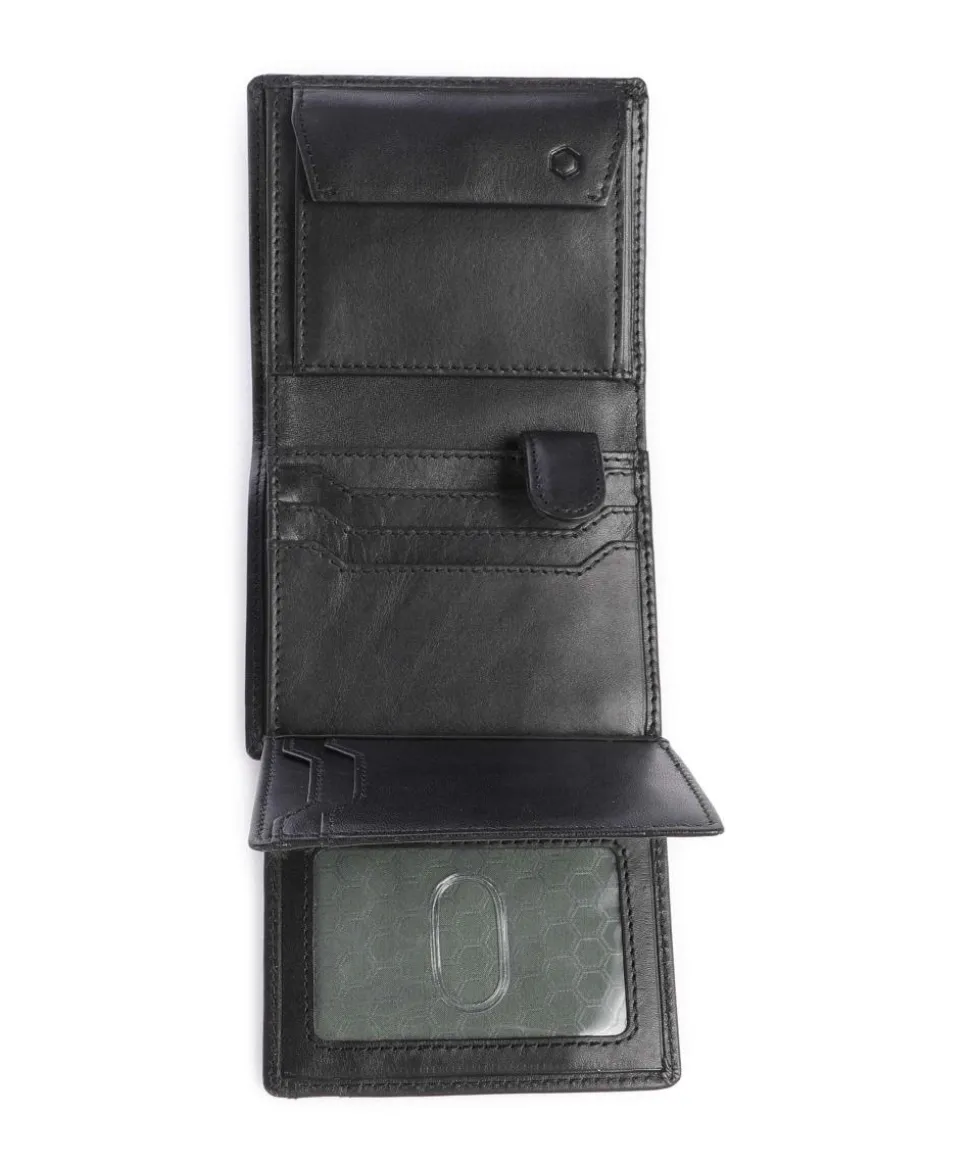 Oxford RFID Geldbörse fein genarbtes Leder schwarz