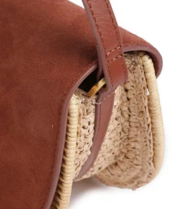 Oxfordd Umhängetasche Rattan, aufgerautes Rindsleder braun/beige