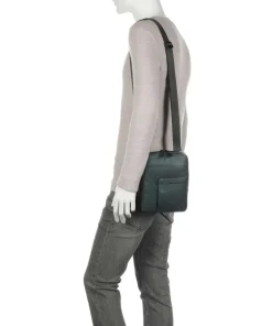 P16 Umhängetasche 10″ fein genarbtes Leder dunkelgrün
