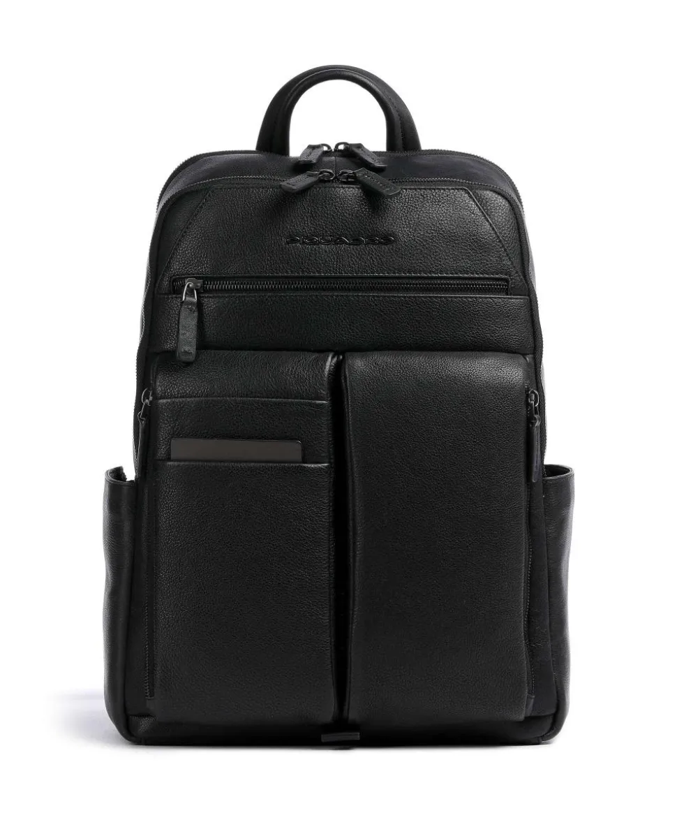 Paavo Rucksack 14″ genarbtes Rindsleder schwarz