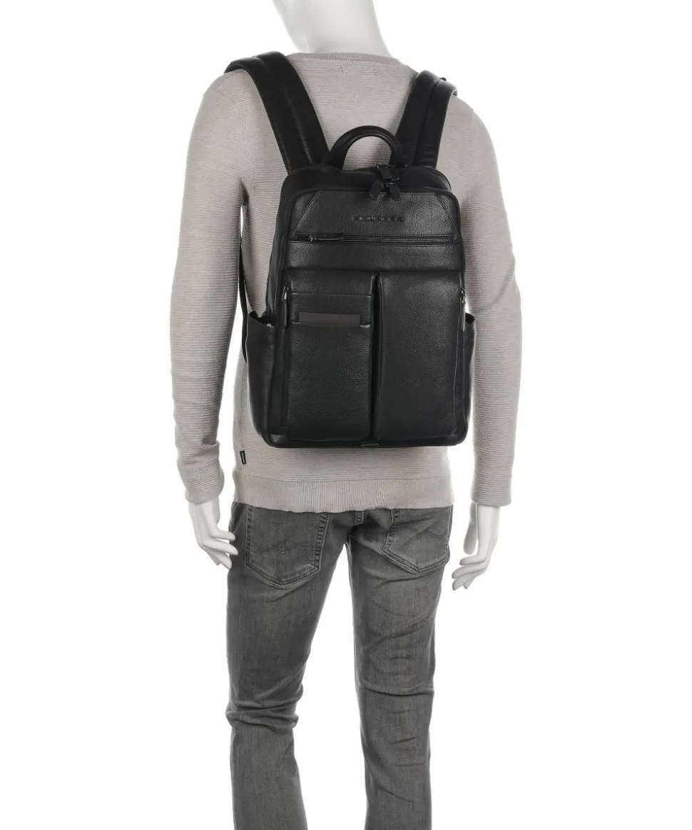 Paavo Rucksack 14″ genarbtes Rindsleder schwarz