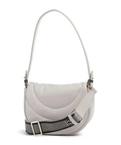 Panarea Schultertasche fein genarbtes Leder hellgrau