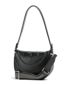 Panarea Schultertasche fein genarbtes Leder schwarz