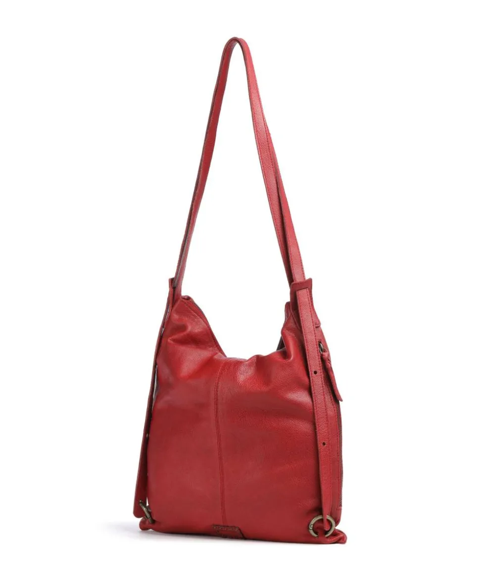 Paoliweg 3 Rucksack-Tasche genarbtes Rindsleder rot