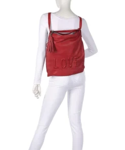 Paoliweg 3 Rucksack-Tasche genarbtes Rindsleder rot