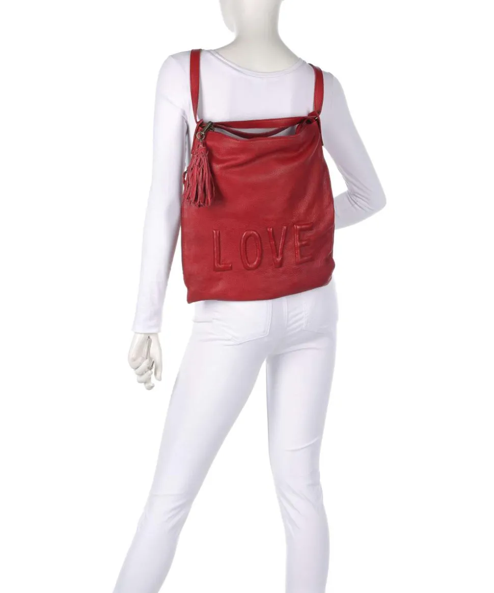 Paoliweg 3 Rucksack-Tasche genarbtes Rindsleder rot