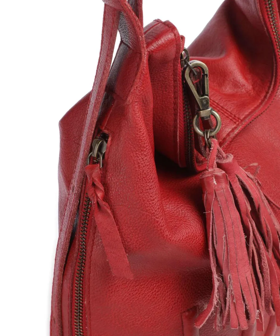 Paoliweg 3 Rucksack-Tasche genarbtes Rindsleder rot