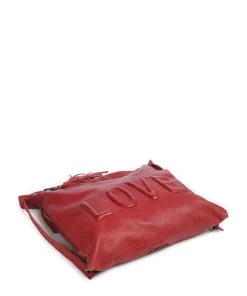 Paoliweg 3 Rucksack-Tasche genarbtes Rindsleder rot