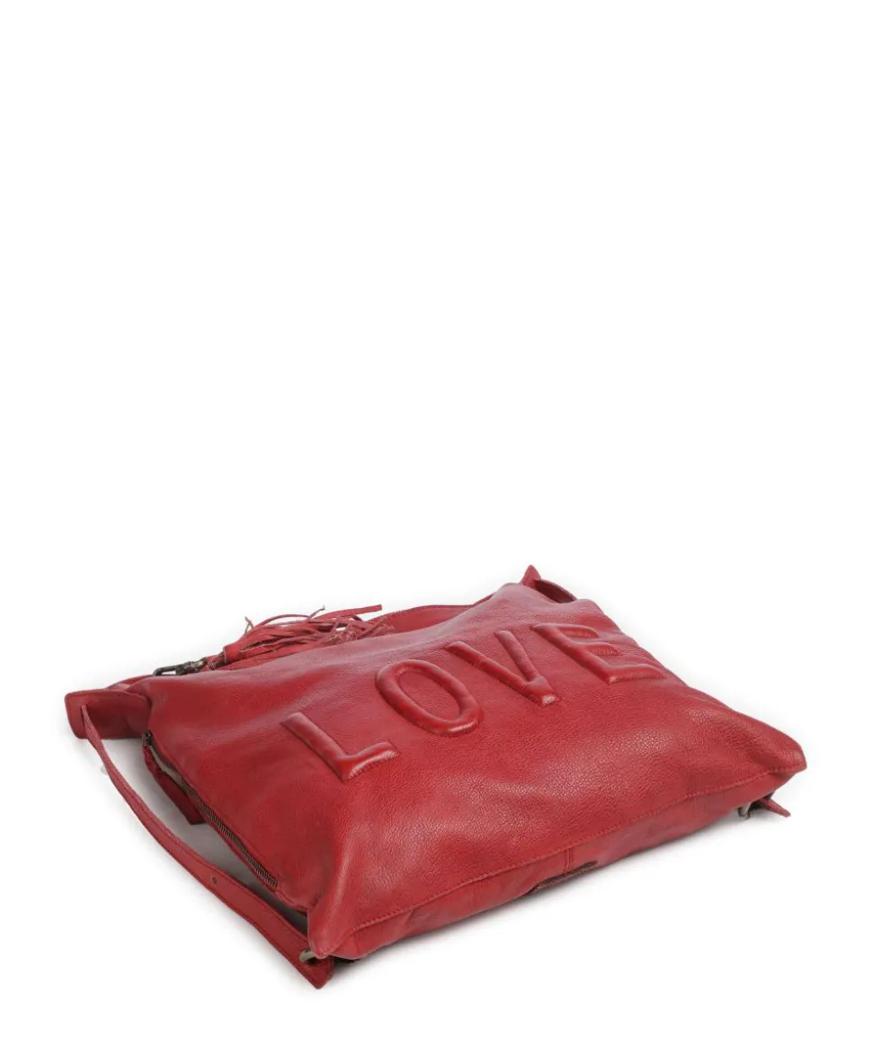 Paoliweg 3 Rucksack-Tasche genarbtes Rindsleder rot