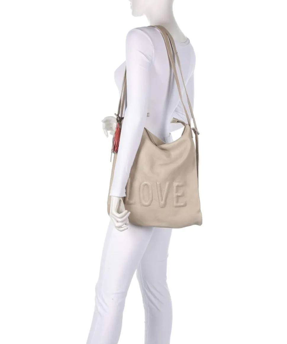 Paoliweg 3 Rucksack-Tasche genarbtes Rindsleder beige
