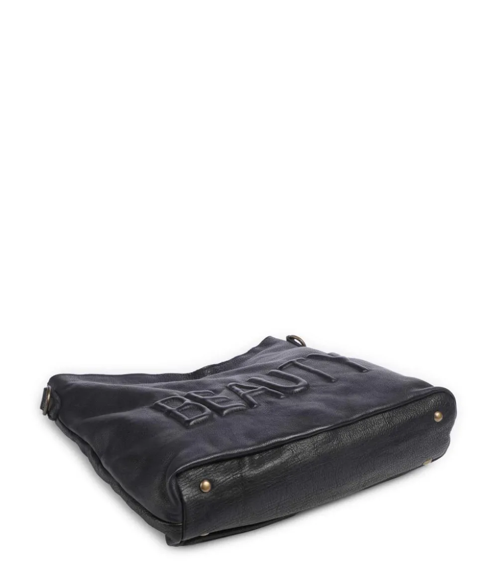 Paoliweg 2 Schultertasche genarbtes Rindsleder navy