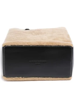 Paper Bag Shearling M Handtasche fein genarbtes Leder, Kunstfell braun/schwarz