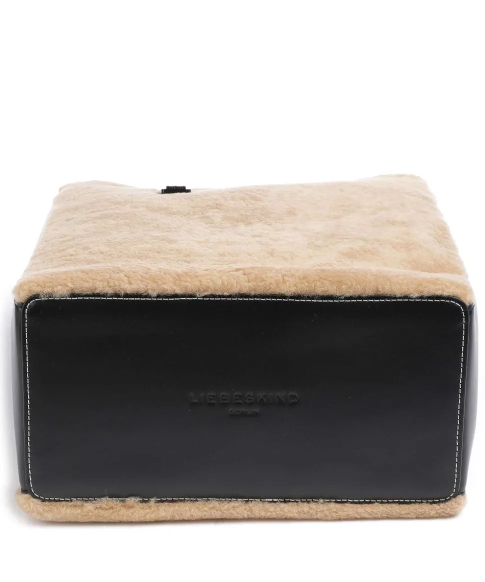 Paper Bag Shearling M Handtasche fein genarbtes Leder, Kunstfell braun/schwarz