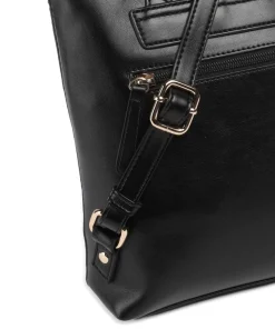 Paris Rucksack Lederimitat schwarz