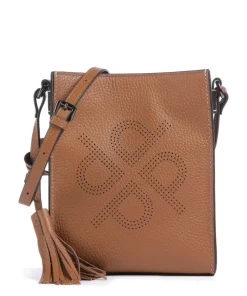 Peephole Umhängetasche genarbtes Rindsleder cognac