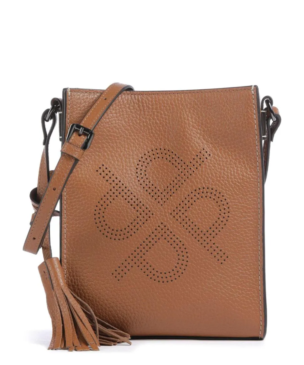 Peephole Umhängetasche genarbtes Rindsleder cognac