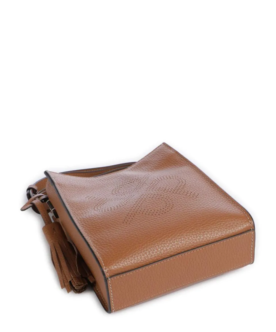 Peephole Umhängetasche genarbtes Rindsleder cognac