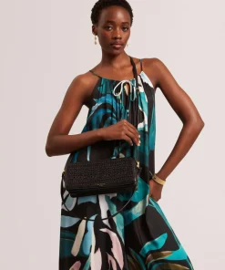 Pettria Schultertasche Bast schwarz