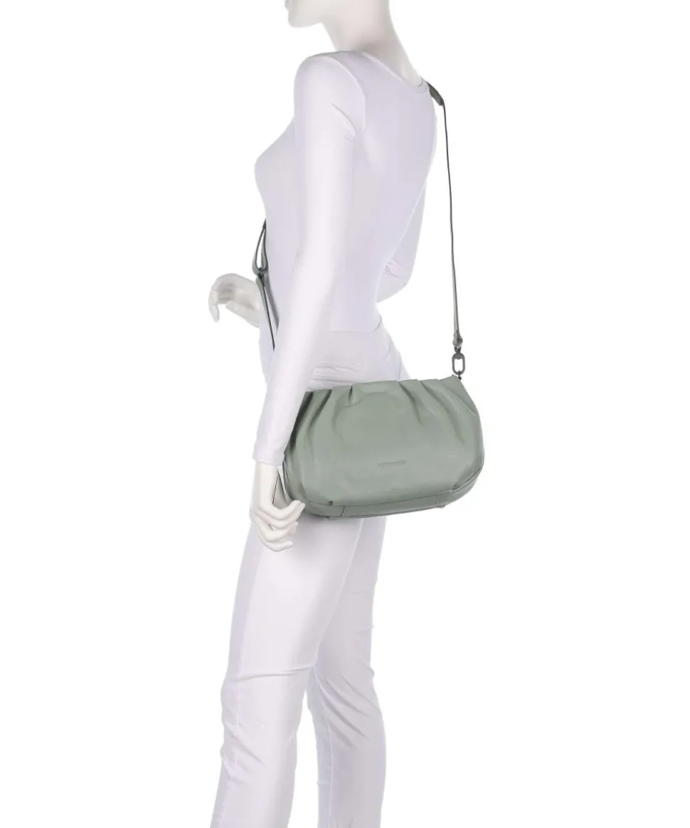 Philocalists Pearl Schultertasche genarbtes Leder grünblau