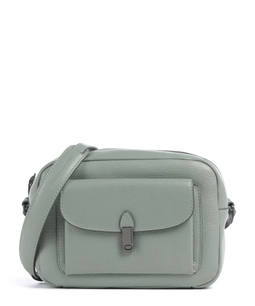 Philocalists Posh Umhängetasche genarbtes Leder graugrün