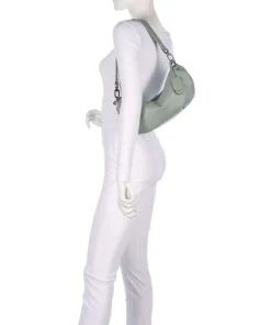 Philocalists Sparkle Beuteltasche genarbtes Leder graugrün