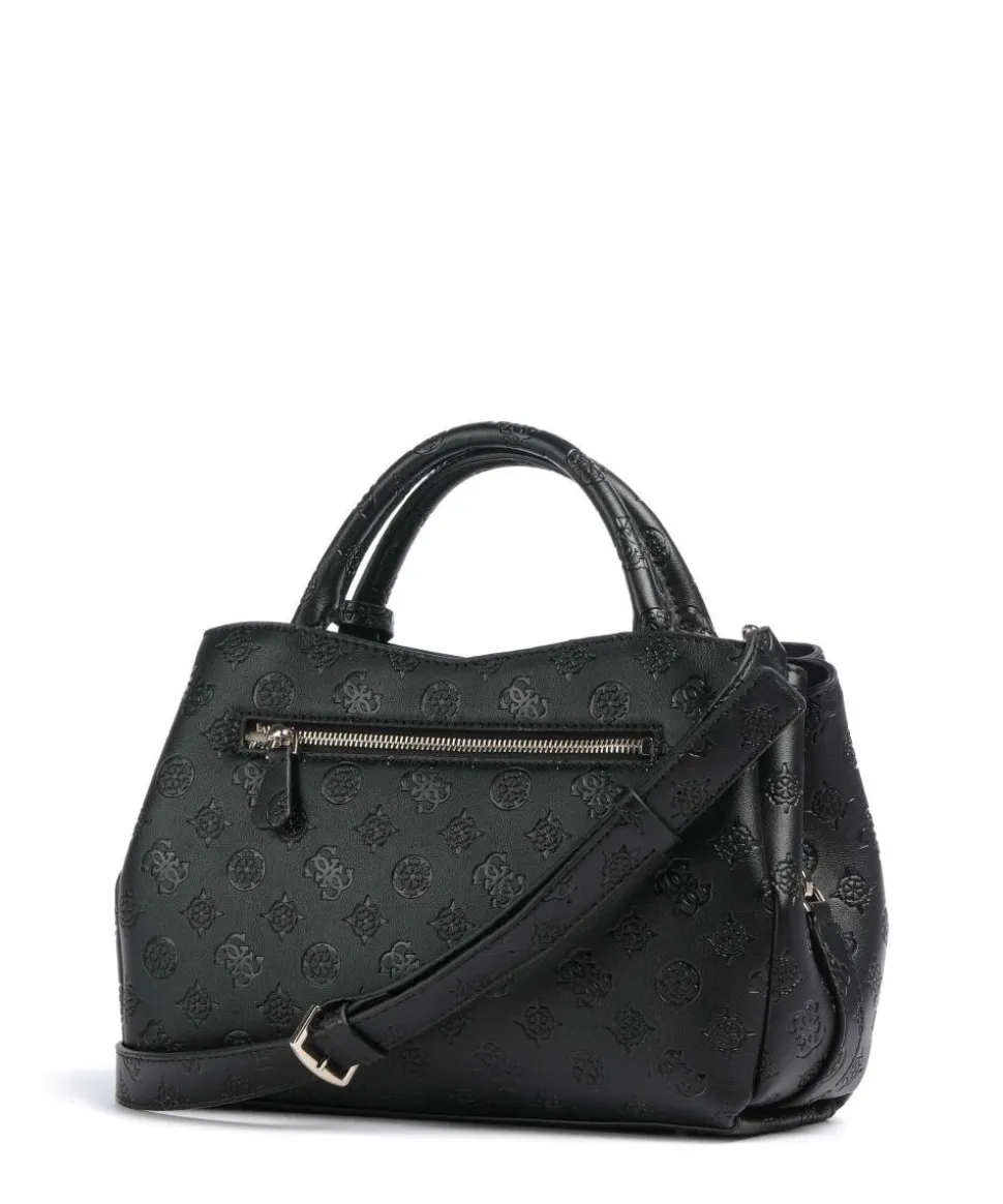 Phoebe Peony Debossed Handtasche Lederimitat schwarz