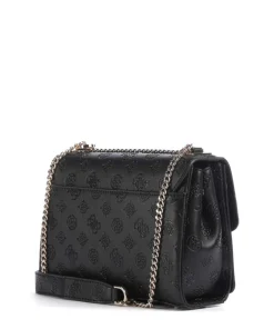 Phoebe Peony Debossed Schultertasche Lederimitat schwarz