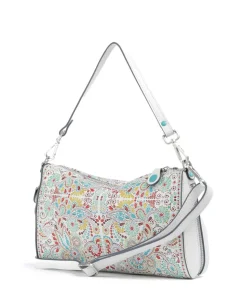 Phoenix Maioliche Pepita Schultertasche genarbtes Kalbsleder weiß