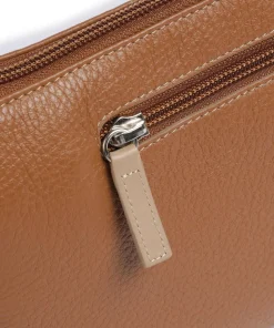 Pienza Umhängetasche genarbtes Leder cognac