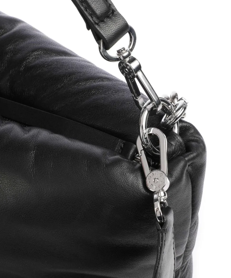 Piuma_Lucido Puffer Beuteltasche fein genarbtes Leder schwarz