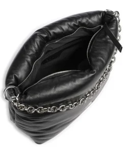 Piuma_Lucido Puffer Beuteltasche fein genarbtes Leder schwarz