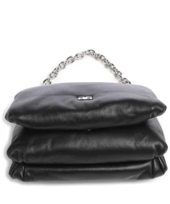 Piuma_Lucido Puffer Schultertasche weiches Rindsleder schwarz